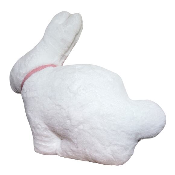 Bunny Shaped Pillow with Bow Decorative Plush Throw, White 14"x16", Easter Decor - Picture 2 of 5